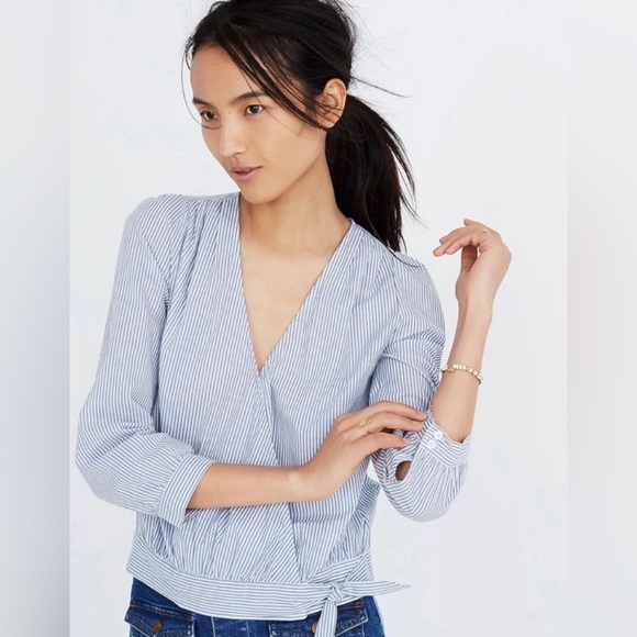 Madewell Striped Wrap Top - Picture 3 of 6